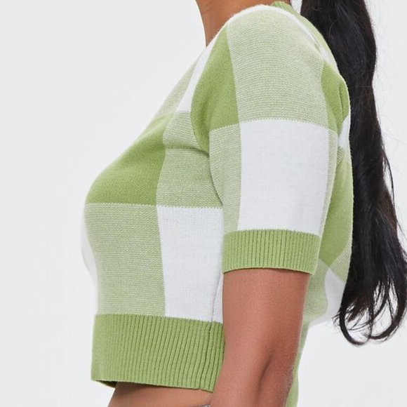 NWT | Cropped Plaid Sweater - Picture 3 of 3
